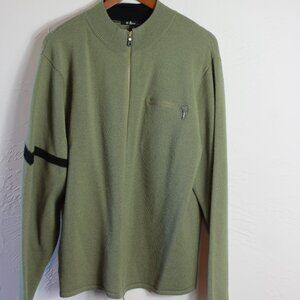 Neve Mens 100% Wool Full Zip Cardigan Sweater Long Sleeve Olive Green XLarge